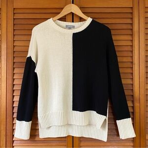 Habitat Sweater Womens Size Small Knit Pullover Yin Yang Cream Black Colorblock